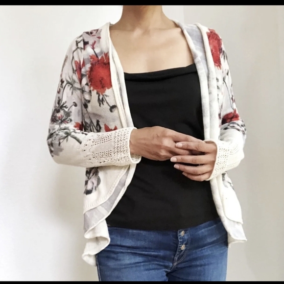Anthropologie's Knitted & Knotted brand Floral, Brushstrokes Cardigan Sweater - Picture 5 of 10